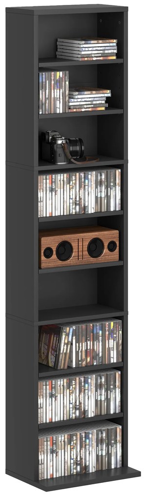 HOMCOM Raft Port CD cu 6 Rafturi Reglabile pentru 260 CD-uri/120 DVD-uri Negru | Aosom Romania