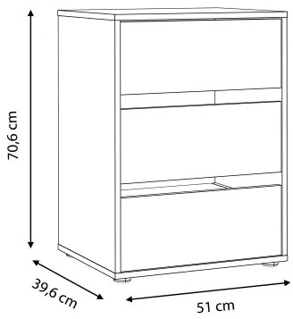 Comoda Interior Dulap Aristyda, Gri, 51 x 70.6 x 39.6 Cm