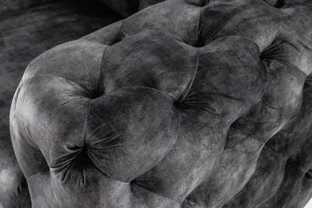 Fotoliu design Chesterfield, Catifea, Gri, MODERN BAROCK