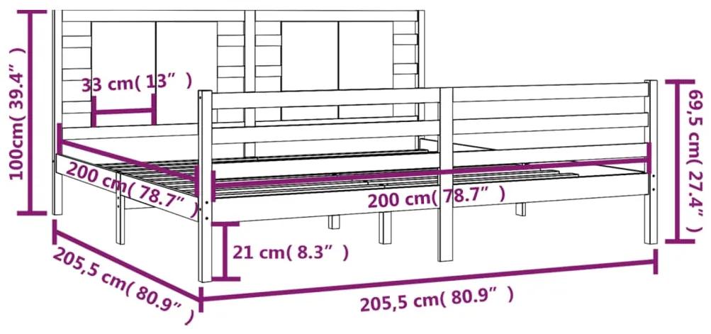 Cadru de pat, gri , 200x200 cm, lemn masiv de pin Gri, 200 x 200 cm