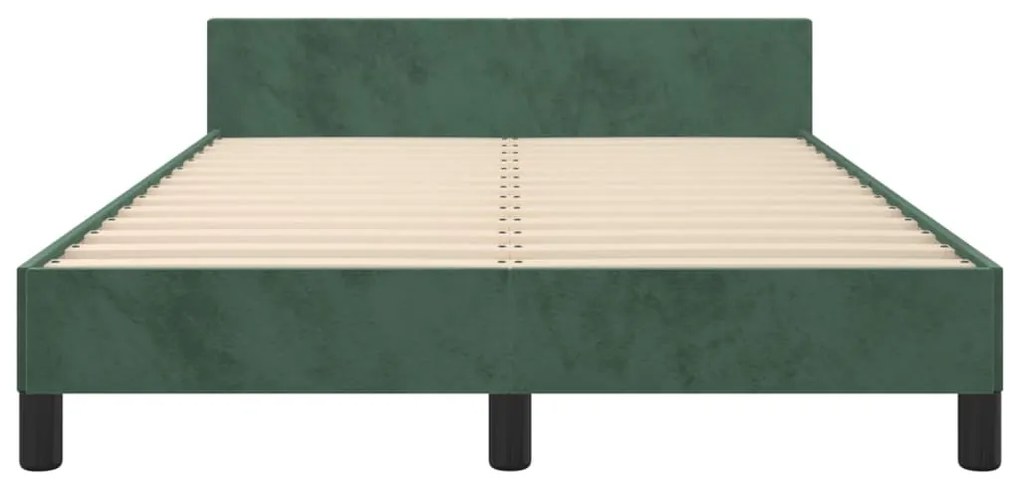 Cadru de pat cu tablie, verde inchis, 120x200 cm, catifea Verde inchis, 120 x 200 cm, Design simplu