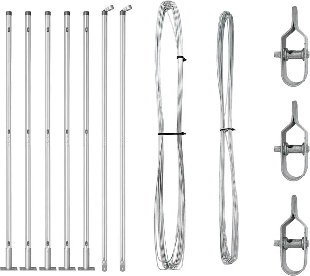 vidaXL Stâlp de gard. 7 pcs Argintiu Oțel