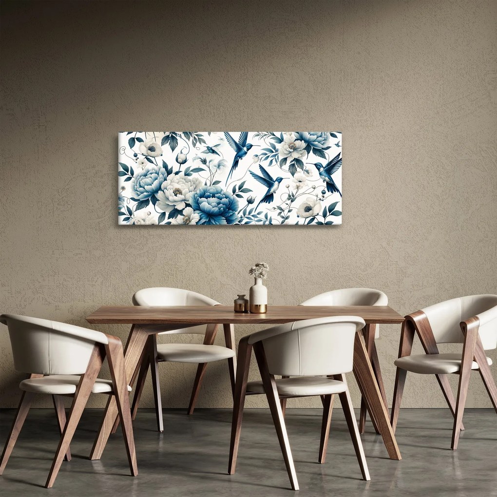 Tablou - Colibri cu flori (120x50 cm)