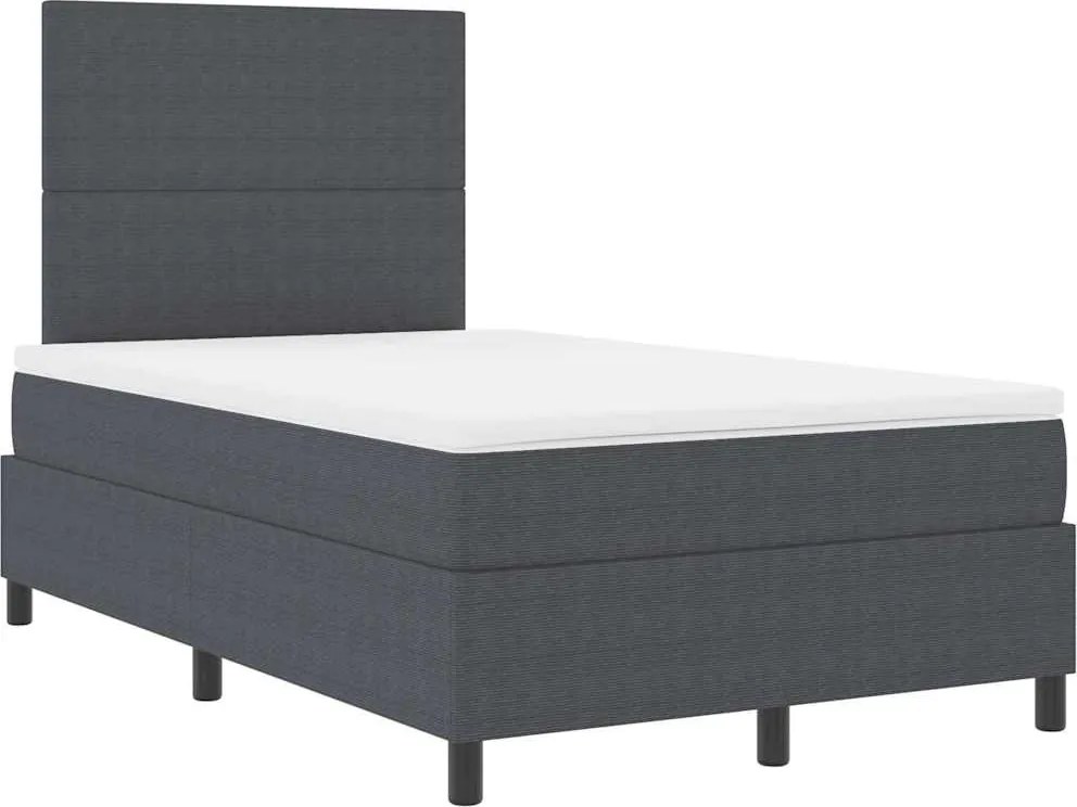 vidaXL Pat cu arcuri cu headboard Gri închis și alb 120 x 200 cm