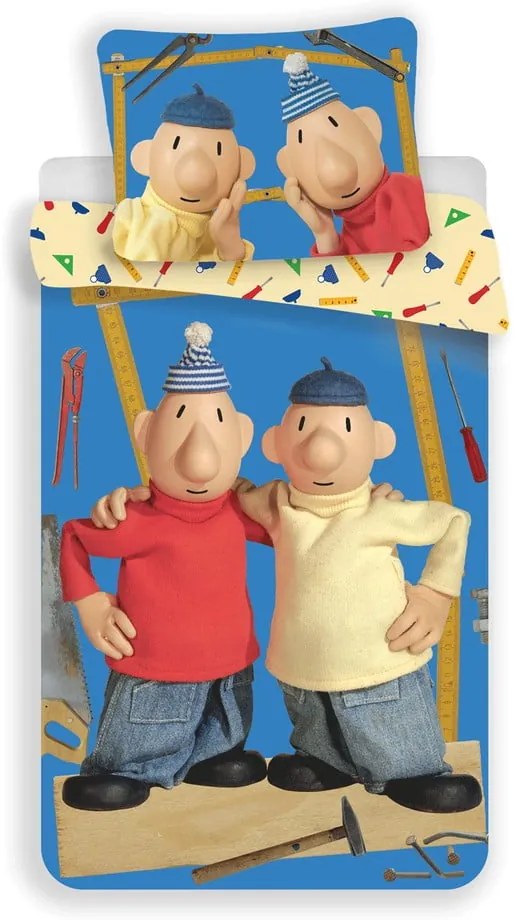 Lenjerie de pat pentru copii din bumbac pentru pat de o persoană 140x200 cm Pat a Mat – Jerry Fabrics