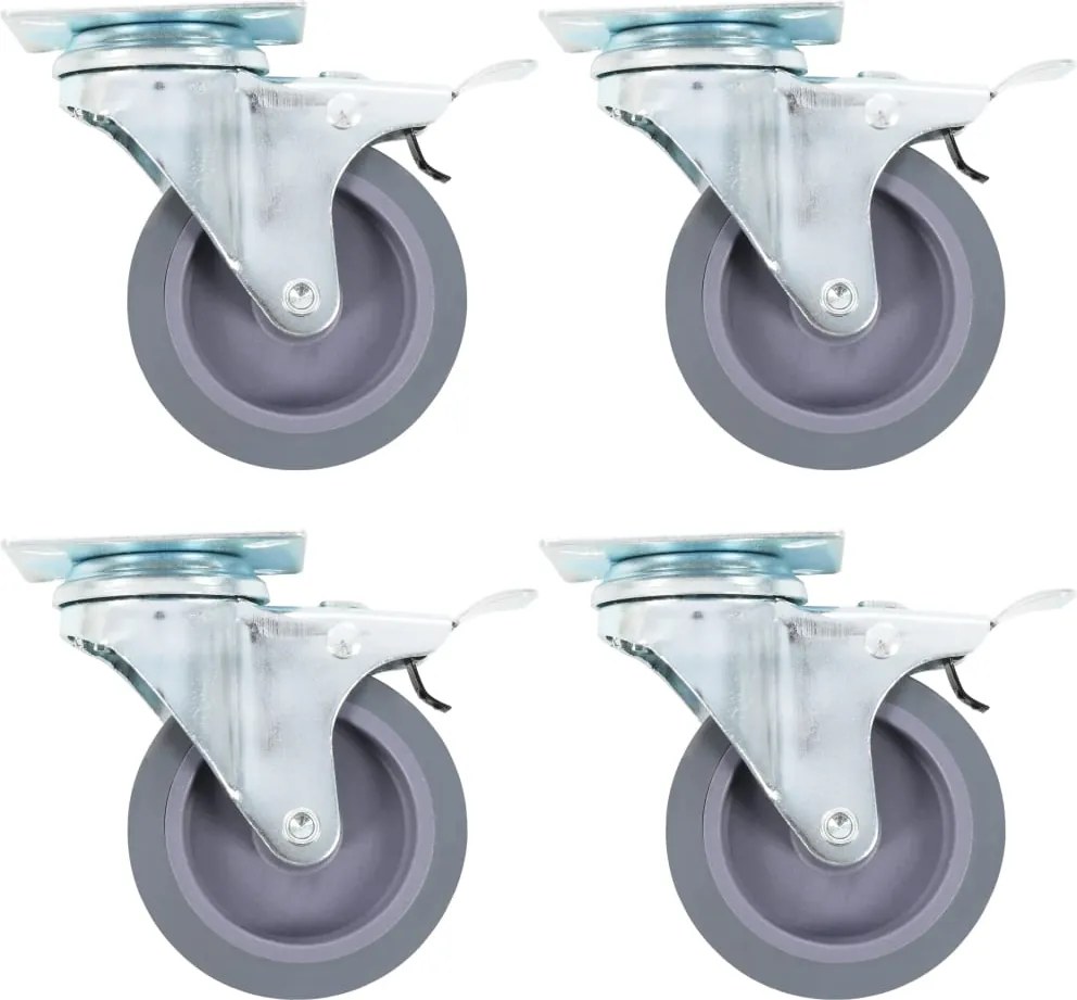 vidaXL Roți pivotante cu frâne duble, 4 buc., 75 mm