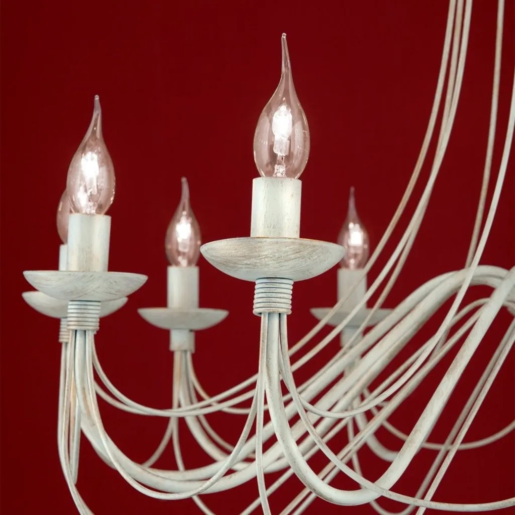 Candelabru design rustic cu 12 brate Vela, ivory