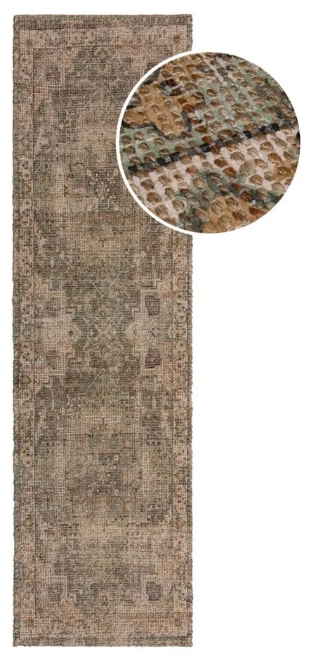 Covor tip traversă kaki țesut manual din amestec de iută 60x230 cm Selena Jute Traditional – Flair Rugs