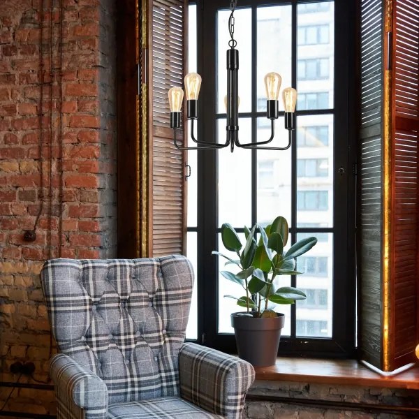 Lustră pe lanț TIFFANY 5xE27/60W/230V neagră