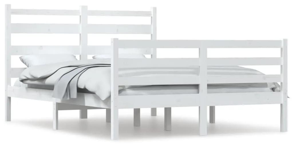 3103709 vidaXL Cadru de pat, 120x200 cm, lemn masiv de pin, alb