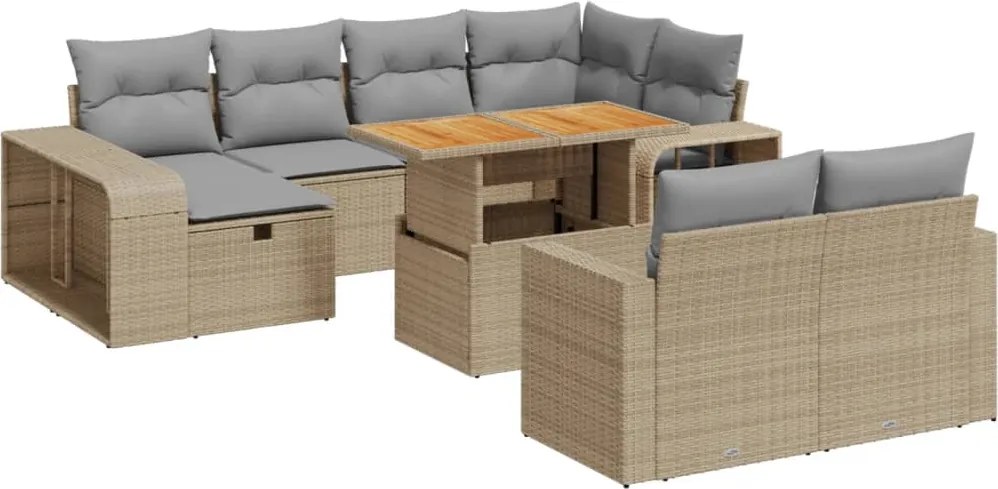 vidaXL Set canapele de grădină cu perne, 11 piese, bej, poliratan