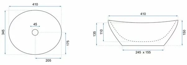 Lavoar pe blat Rea Sofia 41 cm