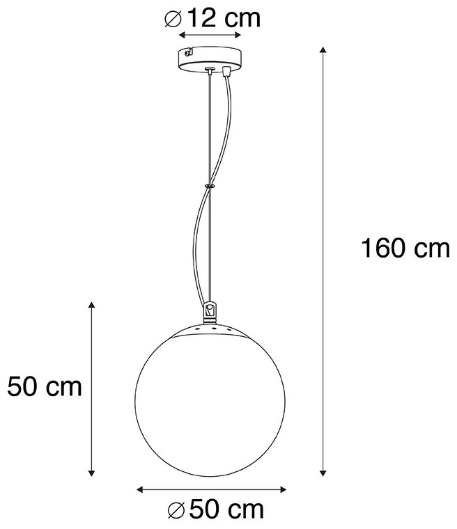 Lampă suspendată scandinavă din sticlă opalescentă 50 cm - Ball 50