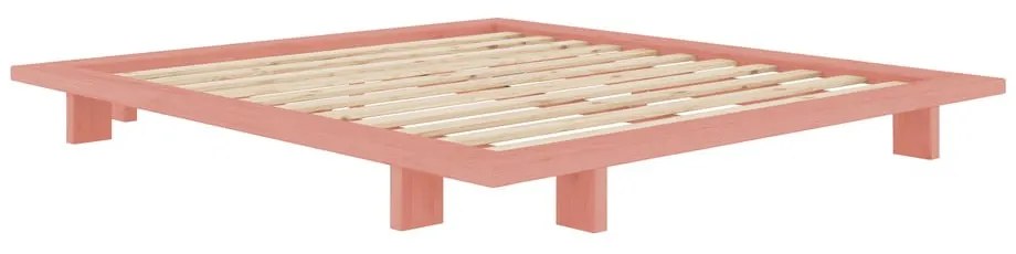 Pat matrimonial roz deschis din lemn masiv de pin cu somieră 140x200 cm Japan – Karup Design