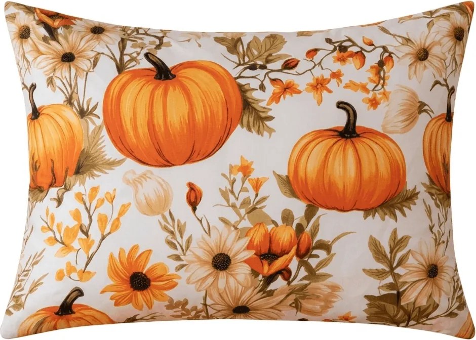 Fata de perna din microfibra FLOWERS AND PUMPKINS 50x70 cm, portocaliu