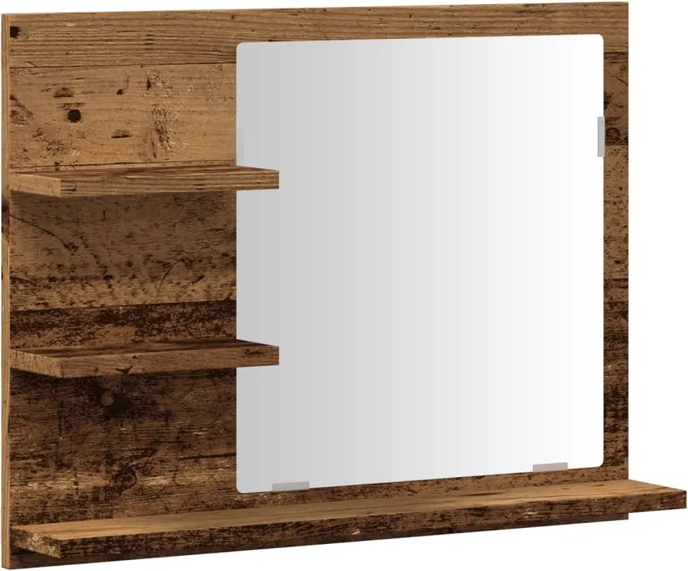 vidaXL Dulap cu oglindă de baie, lemn vechi, 60x10,5x45 cm