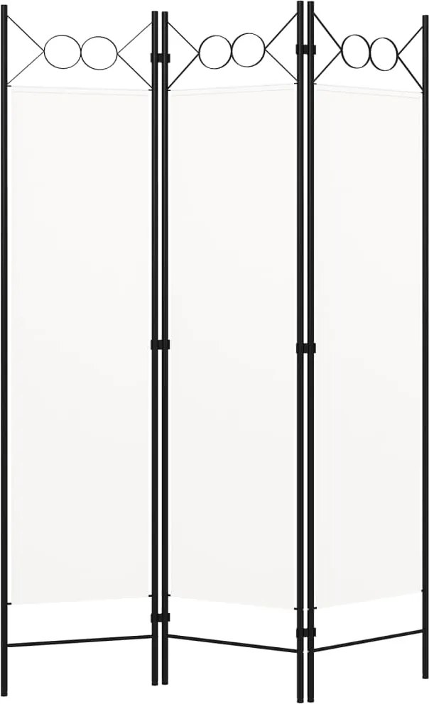 vidaXL Paravan de cameră cu 3 panouri, alb, 120 x 180 cm
