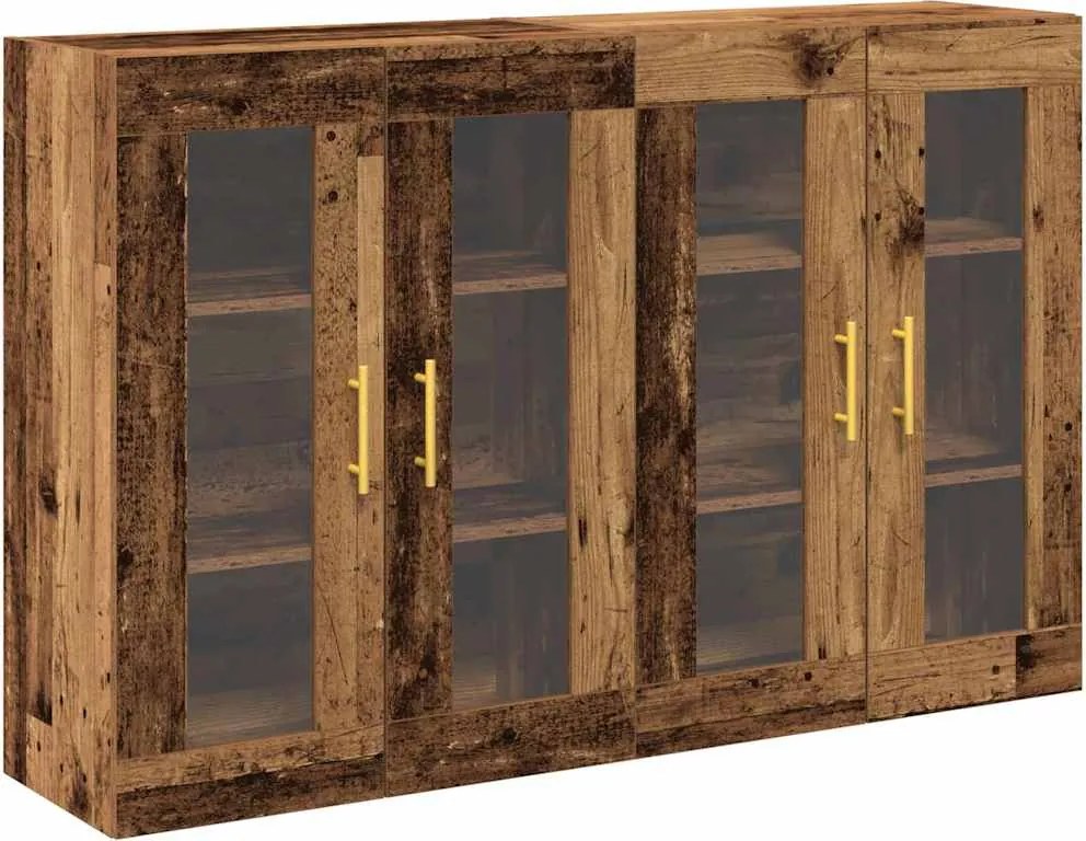 vidaXL Dulapuri de perete 2 pcs Lemn Vechi 69,5 x 34 x 90 cm