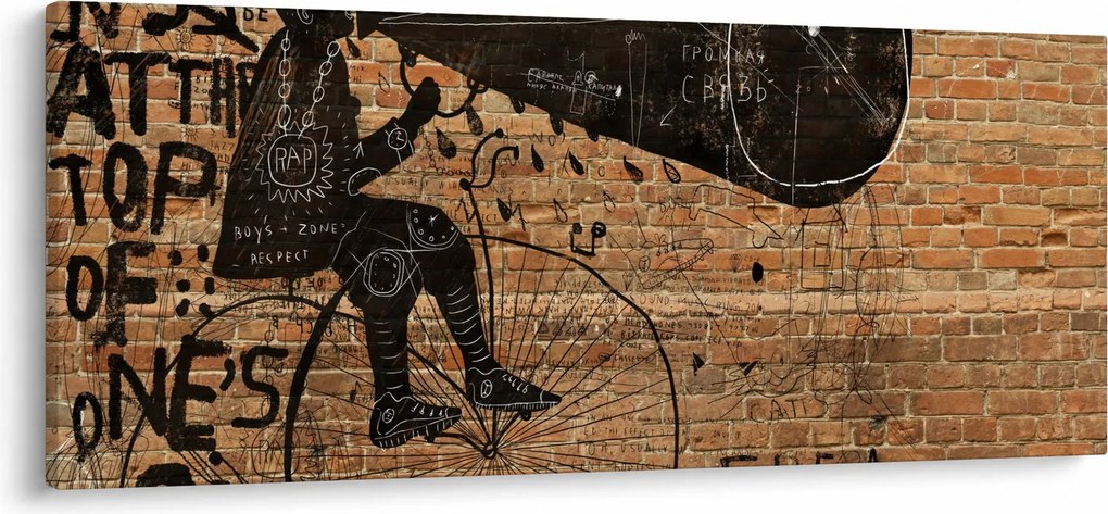 Tablou - Barbat cu biciclete stil Bansky (120x50 cm)