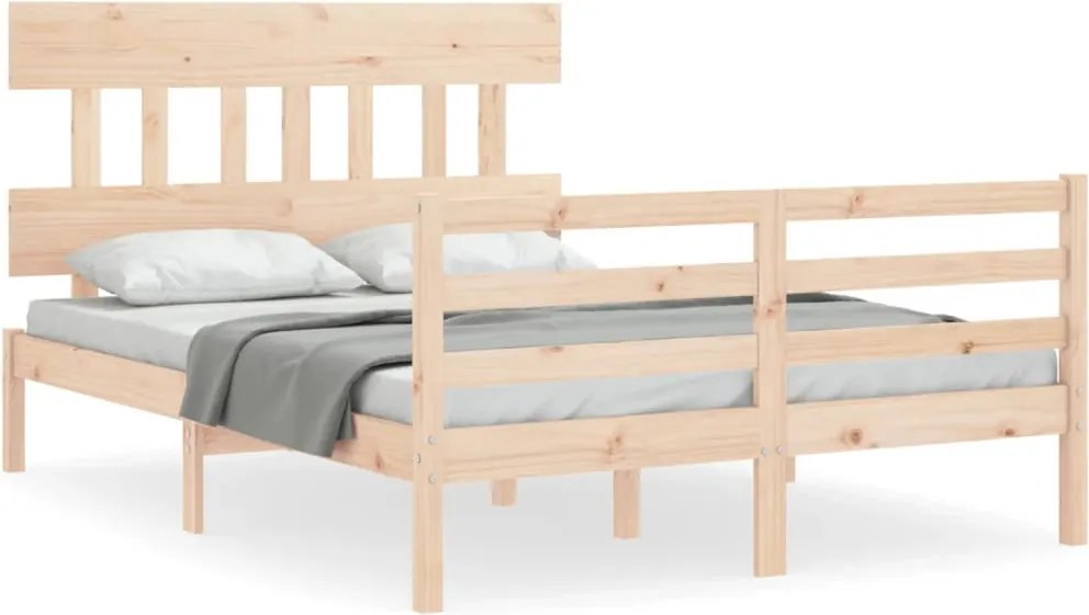 vidaXL Cadru de pat cu tăblie, 140x200 cm, lemn masiv