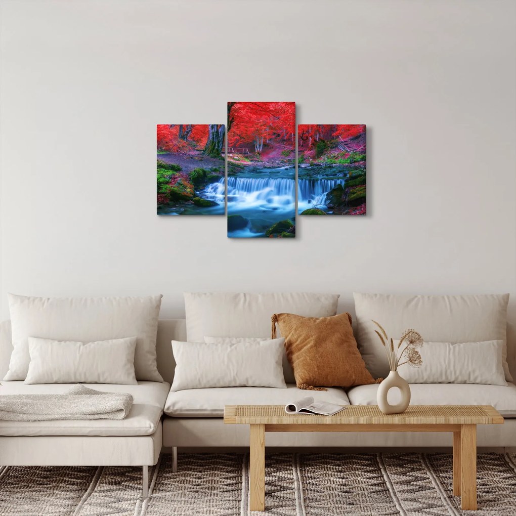 Tablou - Cascada în pădurea roșie (90x60 cm)