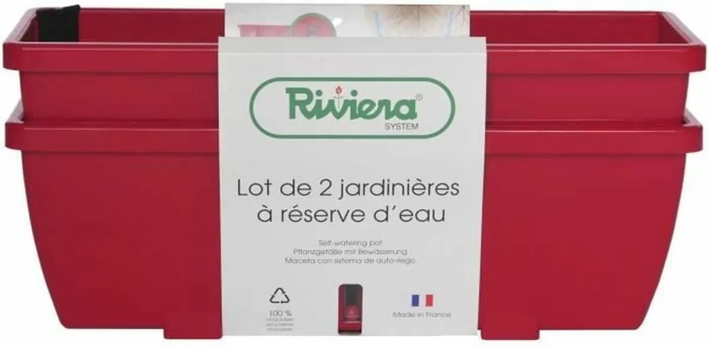 Ghiveci Riss RIV1687434768649 Roșu Plastic Dreptunghiular (2 Unități)