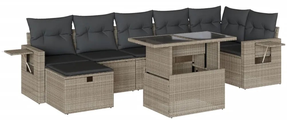 3274992 vidaXL Set mobilier de grădină cu perne, 8 piese gri deschis poliratan