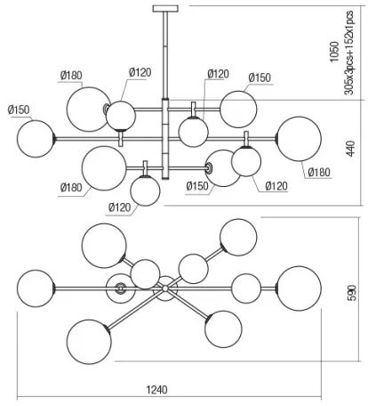 Lustră pe tijă Redo 01-2781 ROY 10xG9/10W/230V