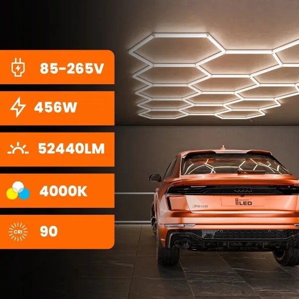 Plafonieră LED/426W/85-265V 6500K 484x243 cm CRI 90 IP54 albă