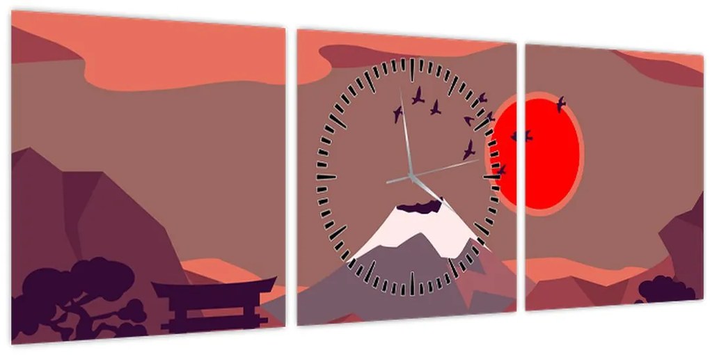 Tablou - Munții Fuji (cu ceas) (90x30 cm)