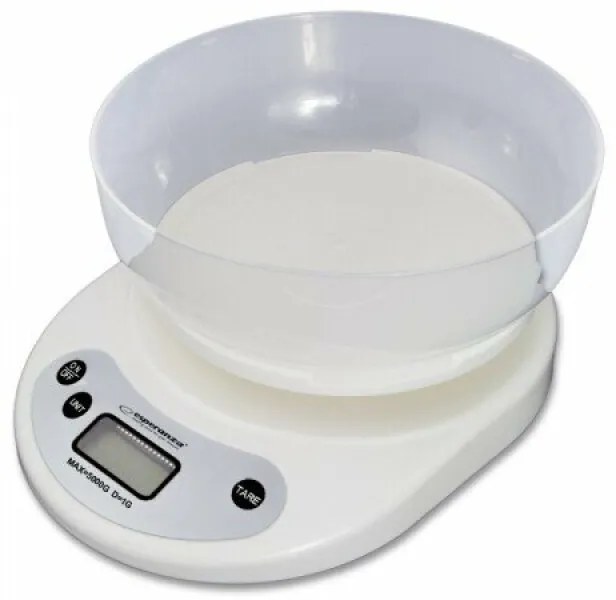 Cantar de bucatarie cu bol Esperanza Coconut EKS007 max 5kg Alb