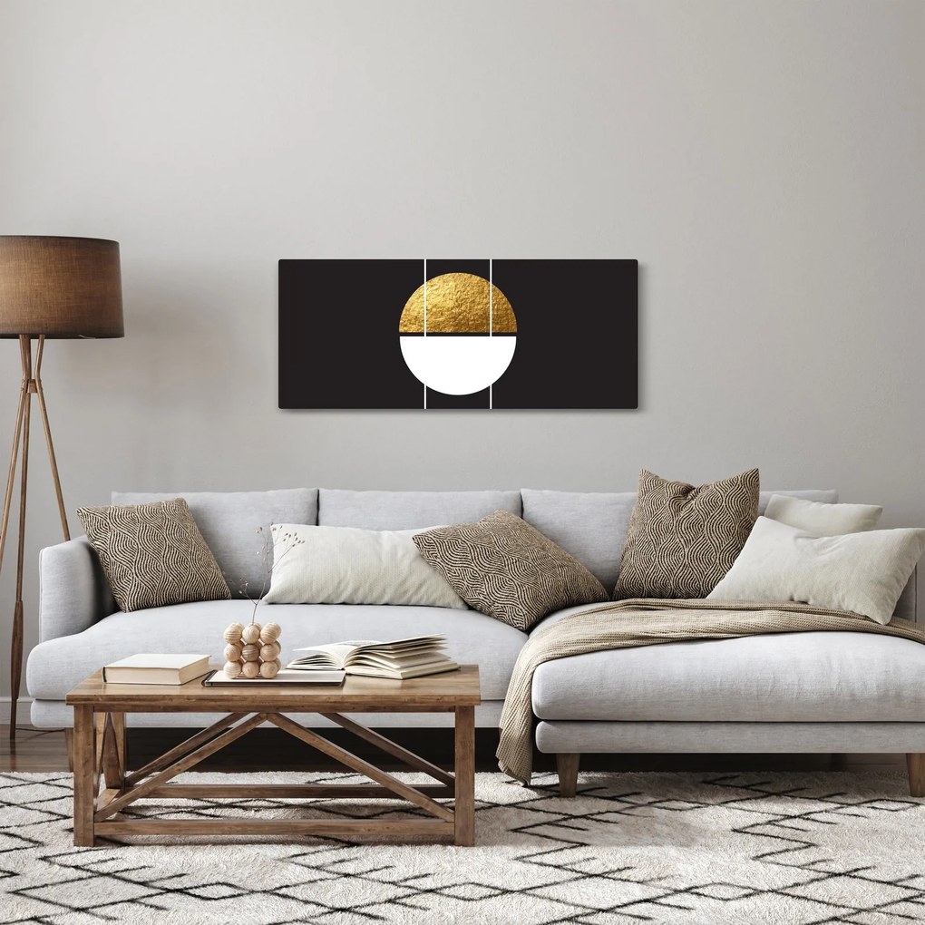 Tablou - Abstracție de aur și negru N⁰1 (120x50 cm)