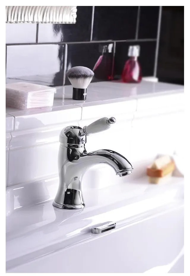 Baterie argintie pentru chiuvetă înaltă Kirké White – Sapho