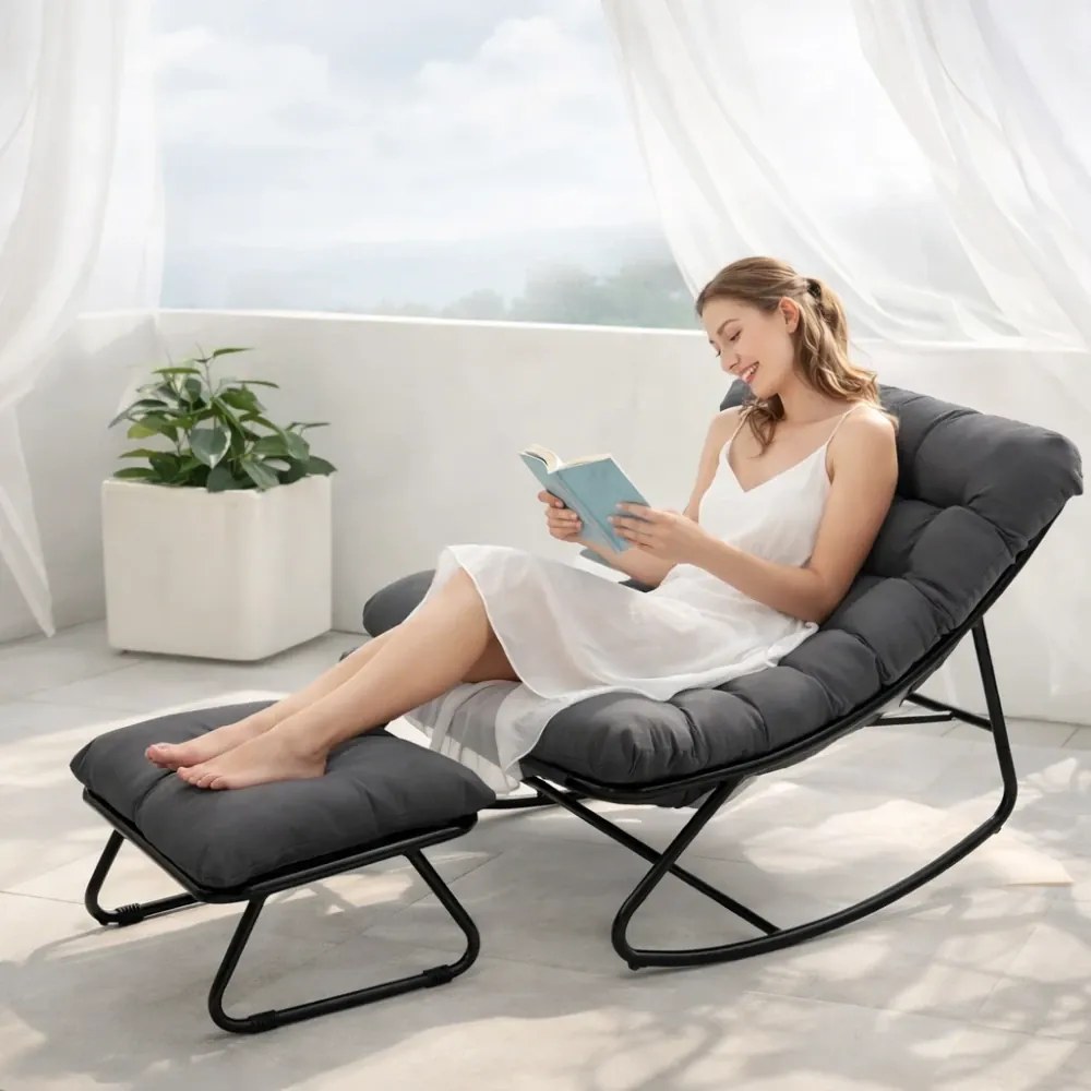 RESIIGLAT- Balansoar cu scaun pentru suport picioare, cadru metalic, pentru uz interior și exterior, rezistent până la 150 kg, Gri