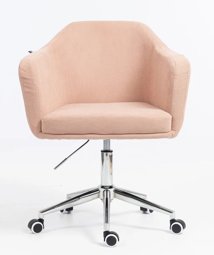 HR832K Scaun Catifea Reiată Premium culoare Roz prăfuit Litchi cu Bază Cromata