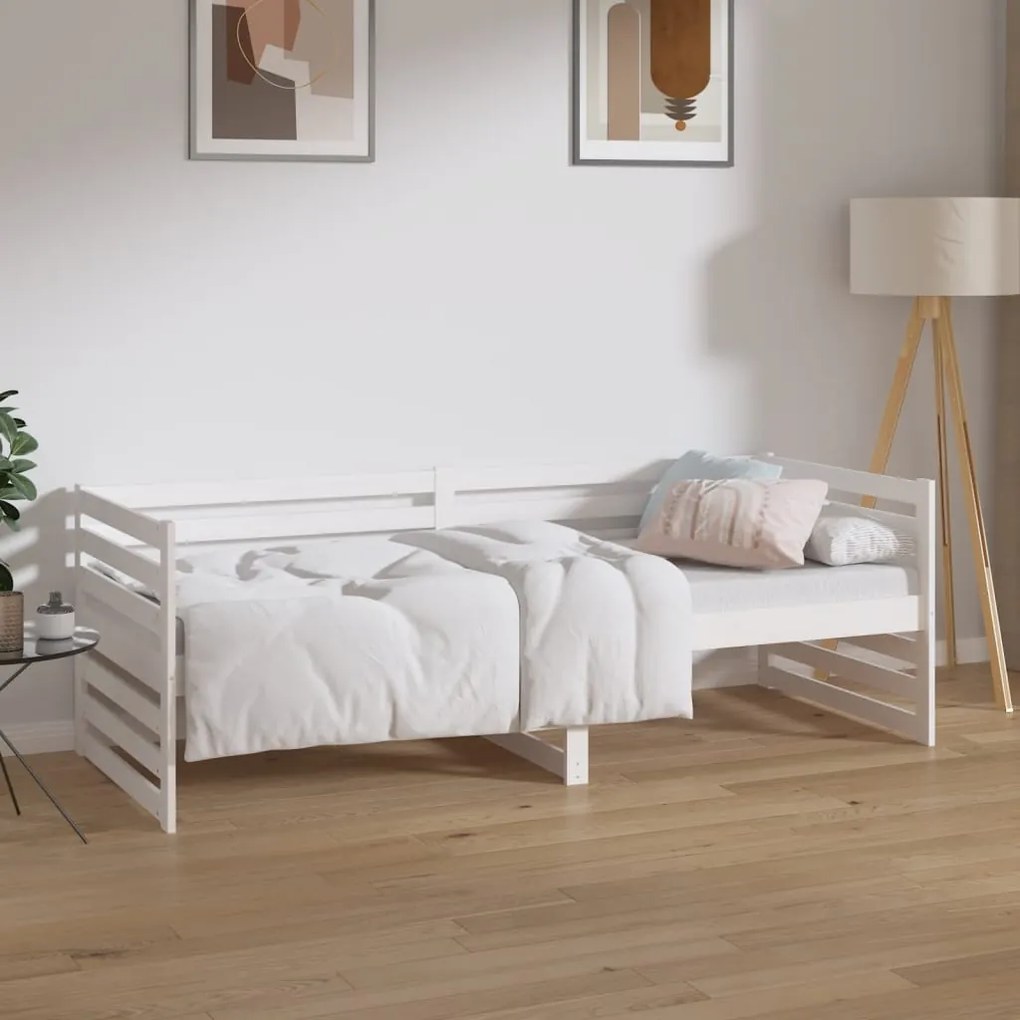 814690 vidaXL Pat de zi, alb, 80x200 cm, lemn masiv de pin
