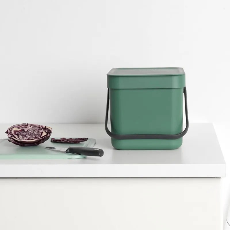 Cos de gunoi colectare selectiva Brabantia Sort&Go 1003233, 6 l, Maner, Montabil pe perete, Verde închis