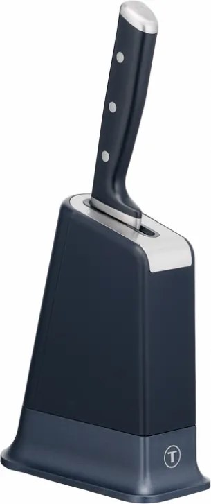 Cuțit de bucătărie Tefal K297S244, 20 cm, oțel inoxidabil, suport cu ascuțitor încorporat, protecție pentru degete, negru