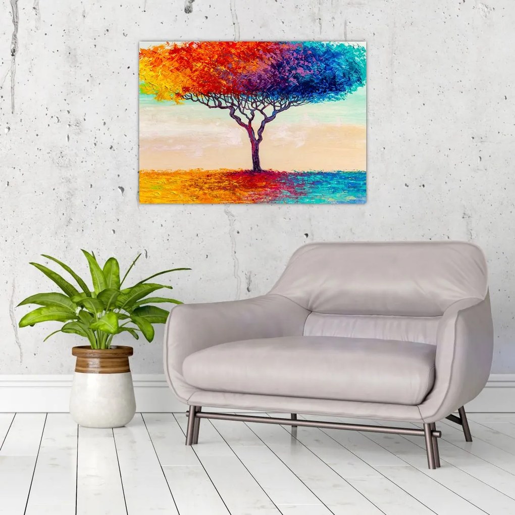 Tablou pe sticlă cu pom pictat (70x50 cm)