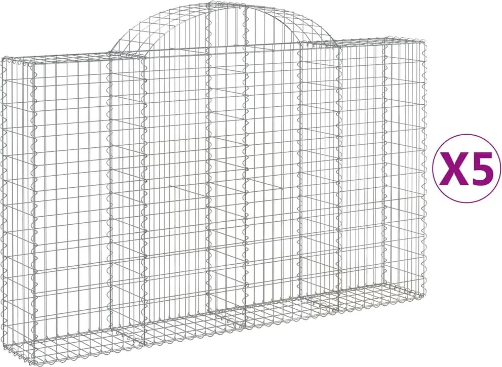 vidaXL Coșuri gabion arcuite 5 buc, 200x30x120/140 cm, fier galvanizat