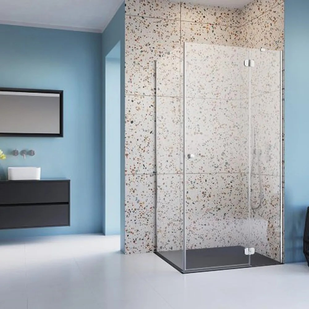 Pachet cabina de dus Torrenta KDJ dreapta 120x90 cm, cadita pentru dus Laros D Compact alb si sifon cadita crom