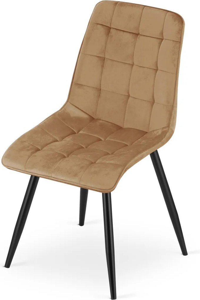 Scaun de masa SPLIT VELVET cu picioare negre, maro