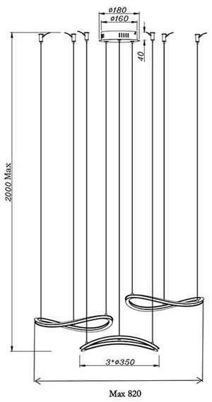 Lustră LED pe cablu TIRRENO 3xLED/20W/230V Fabas Luce 3711-47-102