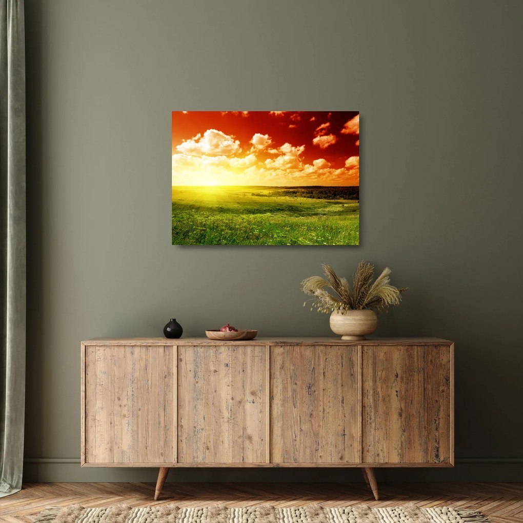 Tablou pe sticlă cu furtuna de vară (70x50 cm)