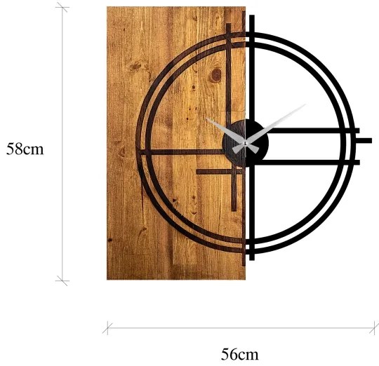 Ceas de perete 58x56 cm 1xAA lemn/metal