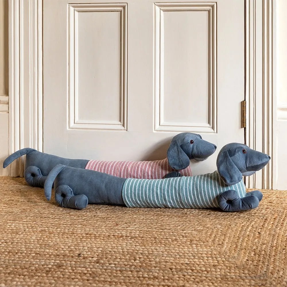 Protecție anti-curent pentru ușă verde-gri 17x76 cm Sausage Dog – Rex London