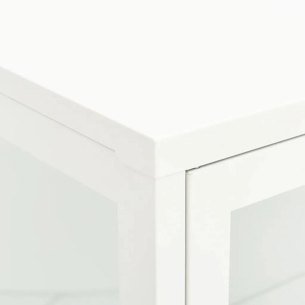 Servanta, alb, 75x35x105 cm, otel si sticla 1, Alb