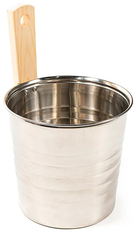 Galeata sauna Waincris Lux U-B074 8litri din inox si maner din lemn de pin