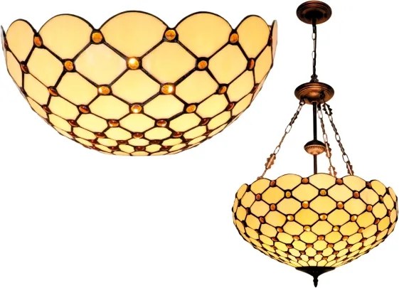 BRILAGI - Tiffany lustru cu vitralii pe lanț IVORY SMOOTH 3xE27/60W/230V pr.50 cm