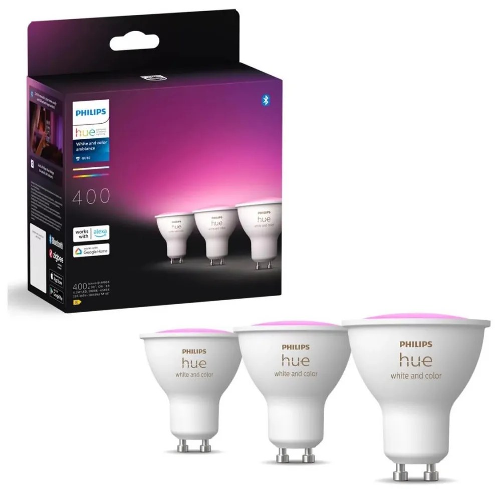 SET 3x bec LED RGBW dimabil Philips Hue WACA GU10/4,2W/230V 2000-6500K